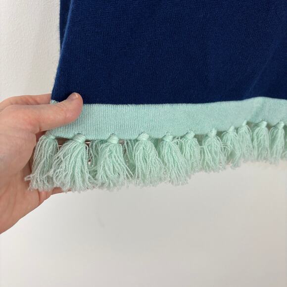 Sail to Sable NEW Cashmere Sweater Tassels Blue Mint Small preppy classic - Picture 5 of 8